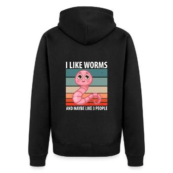 Compost Worms Gift - Unisex Premium Organic Zip Hoodie - black - Back - Nico (187cm)