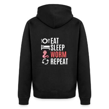 Compost Worms Gift - Unisex Premium Organic Zip Hoodie - black - Back - Nico (187cm)