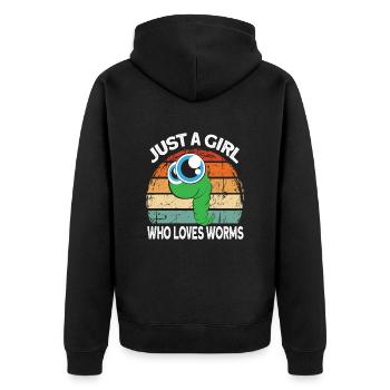 Compost Worms Gift - Unisex Premium Organic Zip Hoodie - black - Back - Nico (187cm)