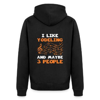 Jodeln - Unisex Premium Bio Zip Hoodie - Schwarz - Hinten - Nico (187cm)