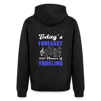 Jodeln - Unisex Premium Bio Zip Hoodie - Schwarz - Hinten - Nico (187cm)