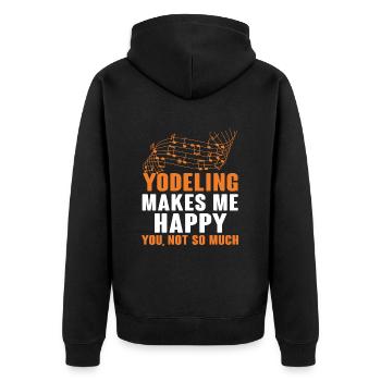 Jodeln - Unisex Premium Bio Zip Hoodie - Schwarz - Hinten - Nico (187cm)