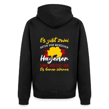 Es Gibt Zwei Arten Von Menschen Hagener - Unisex Premium Bio Zip Hoodie - Schwarz - Hinten - Nico (187cm)