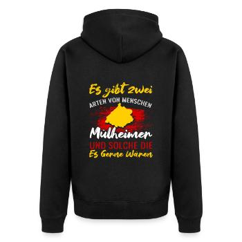 Es Gibt Zwei Arten Von Menschen Mülheimer - Unisex Premium Bio Zip Hoodie - Schwarz - Hinten - Nico (187cm)