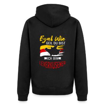 Egal Wie Geil Du Bist Ich Bin Leverkusener - Unisex Premium Bio Zip Hoodie - Schwarz - Hinten - Nico (187cm)