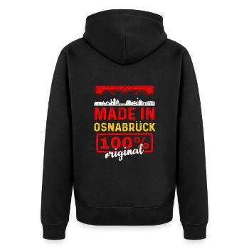 Osnabrück - Unisex Premium Bio Zip Hoodie - Schwarz - Hinten - Nico (187cm)
