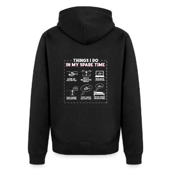 Things I do in my spare time Lifting screw - Unisex Premium Organic Zip Hoodie - black - Back - Nico (187cm)
