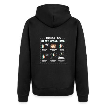 Things I do in my spare time Ireland - Unisex Premium Organic Zip Hoodie - black - Back - Nico (187cm)