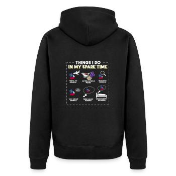 Ce que je fais pendant mon temps libre Géorgie - Veste à capuche bio Premium Unisexe - noir - Dos - Nico (187cm)