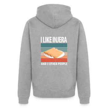 Traditionelles äthiopisch-eritreisches Brot - Unisex Premium Bio Zip Hoodie - Grau meliert - Hinten - Nico (187cm)