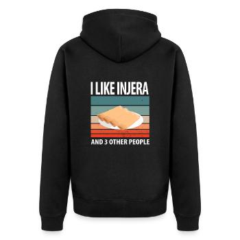 Traditionelles äthiopisch-eritreisches Brot - Unisex Premium Bio Zip Hoodie - Schwarz - Hinten - Nico (187cm)