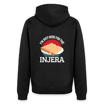 Traditionelles äthiopisch-eritreisches Injera-Brot - Unisex Premium Bio Zip Hoodie - Schwarz - Hinten - Nico (187cm)