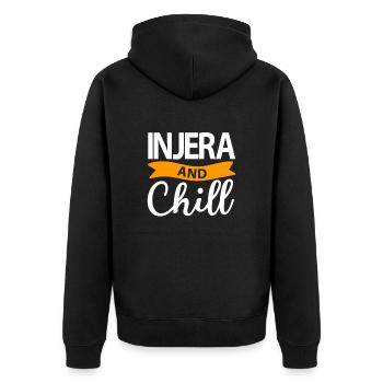 Traditionelles äthiopisch-eritreisches Injera-Brot - Unisex Premium Bio Zip Hoodie - Schwarz - Hinten - Nico (187cm)