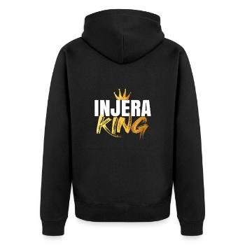 Traditionelles äthiopisch-eritreisches Injera-Brot - Unisex Premium Bio Zip Hoodie - Schwarz - Hinten - Nico (187cm)