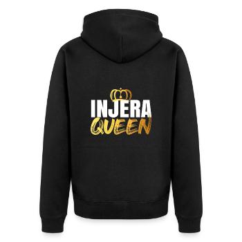 Traditionelles äthiopisch-eritreisches Injera-Brot - Unisex Premium Bio Zip Hoodie - Schwarz - Hinten - Nico (187cm)