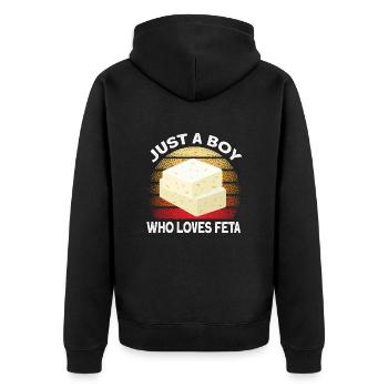 Cheese feta enthusiasts - Unisex Premium Organic Zip Hoodie - black - Back - Nico (187cm)