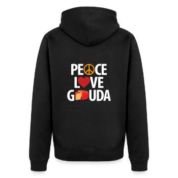 Gouda Käsestück - Unisex Premium Bio Zip Hoodie - Schwarz - Hinten - Nico (187cm)