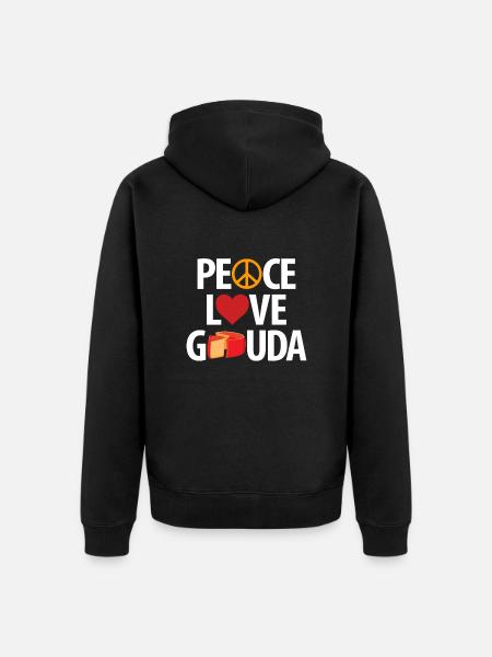 Gouda cheese piece - Unisex Premium Organic Zip Hoodie - black