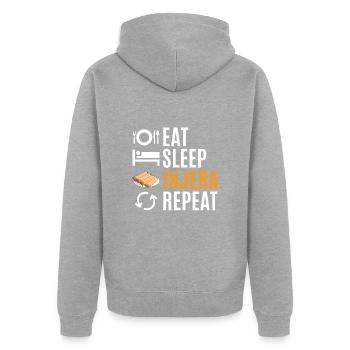 Traditionelles äthiopisch-eritreisches Brot - Unisex Premium Bio Zip Hoodie - Grau meliert - Hinten - Nico (187cm)