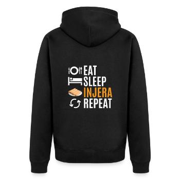 Traditionelles äthiopisch-eritreisches Brot - Unisex Premium Bio Zip Hoodie - Schwarz - Hinten - Nico (187cm)