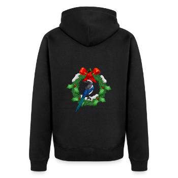 Perfektes lustiges niedliches Elster Vogel Design - Unisex Premium Bio Zip Hoodie - Schwarz - Hinten - Nico (187cm)