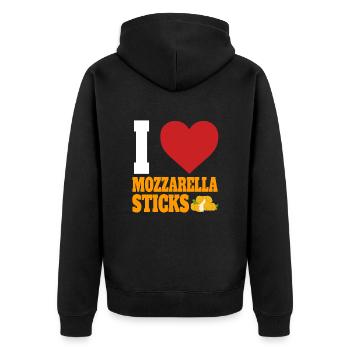 Ich liebe Mozzarella-Sticks - Unisex Premium Bio Zip Hoodie - Schwarz - Hinten - Nico (187cm)