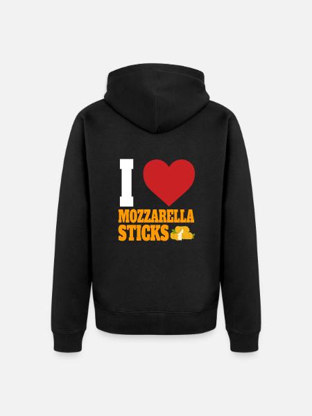 I love mozzarella sticks - Unisex Premium Organic Zip Hoodie - black