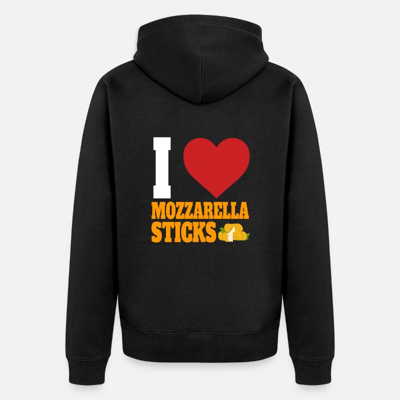 Ich liebe Mozzarella-Sticks - Unisex Premium Bio Zip Hoodie - Schwarz