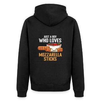 Nur ein Junge, der Mozzarella-Sticks liebt - Unisex Premium Bio Zip Hoodie - Schwarz - Hinten - Nico (187cm)