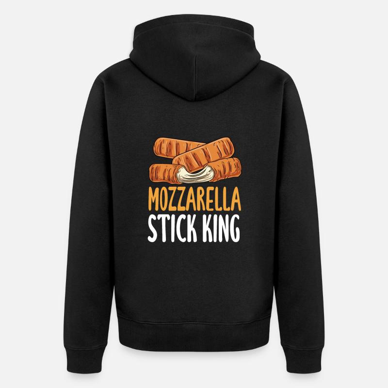 Mozzarella-Stick-König - Unisex Premium Bio Zip Hoodie - Schwarz