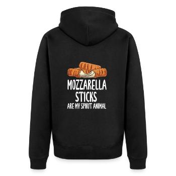Mozzarella-Sticks sind mein Seelentier - Unisex Premium Bio Zip Hoodie - Schwarz - Hinten - Nico (187cm)