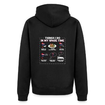 Thailand - Unisex Premium Bio Zip Hoodie - Schwarz - Hinten - Nico (187cm)