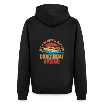 Drachenbootrennen Drachenboot - Unisex Premium Bio Zip Hoodie - Schwarz - Hinten - Nico (187cm)