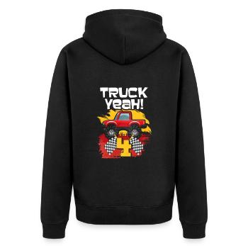 4. Geburtstag - Unisex Premium Bio Zip Hoodie - Schwarz - Hinten - Nico (187cm)