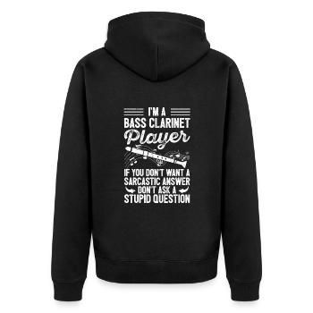 Je suis clarinettiste basse si vous ne sarka pas - Veste à capuche bio Premium Unisexe - noir - Dos - Nico (187cm)