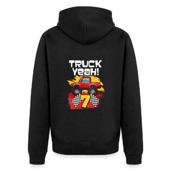 7. Geburtstag - Unisex Premium Bio Zip Hoodie - Schwarz - Hinten - Nico (187cm)
