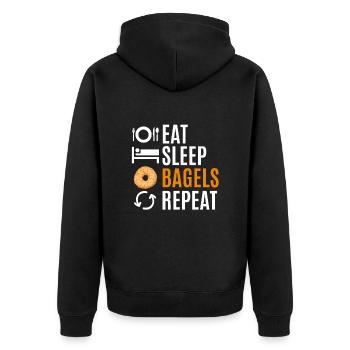Bagel Bagels Geschenk - Unisex Premium Bio Zip Hoodie - Schwarz - Hinten - Nico (187cm)
