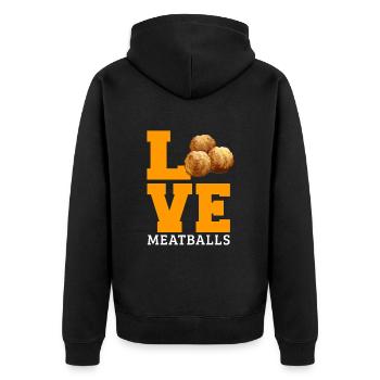 Meatball Frikadelle Essen Geschenk - Unisex Premium Bio Zip Hoodie - Schwarz - Hinten - Nico (187cm)