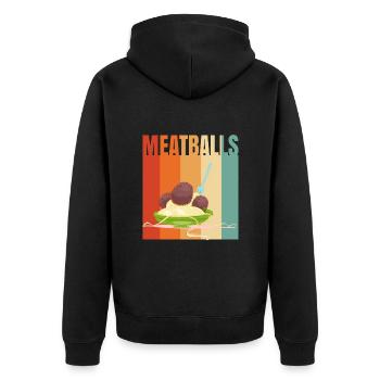 Meatball Frikadelle Essen Geschenk - Unisex Premium Bio Zip Hoodie - Schwarz - Hinten - Nico (187cm)