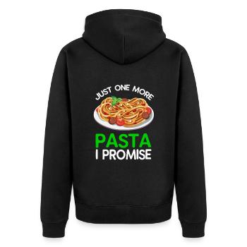 Nur noch eine Pasta, versprochen - Unisex Premium Bio Zip Hoodie - Schwarz - Hinten - Nico (187cm)