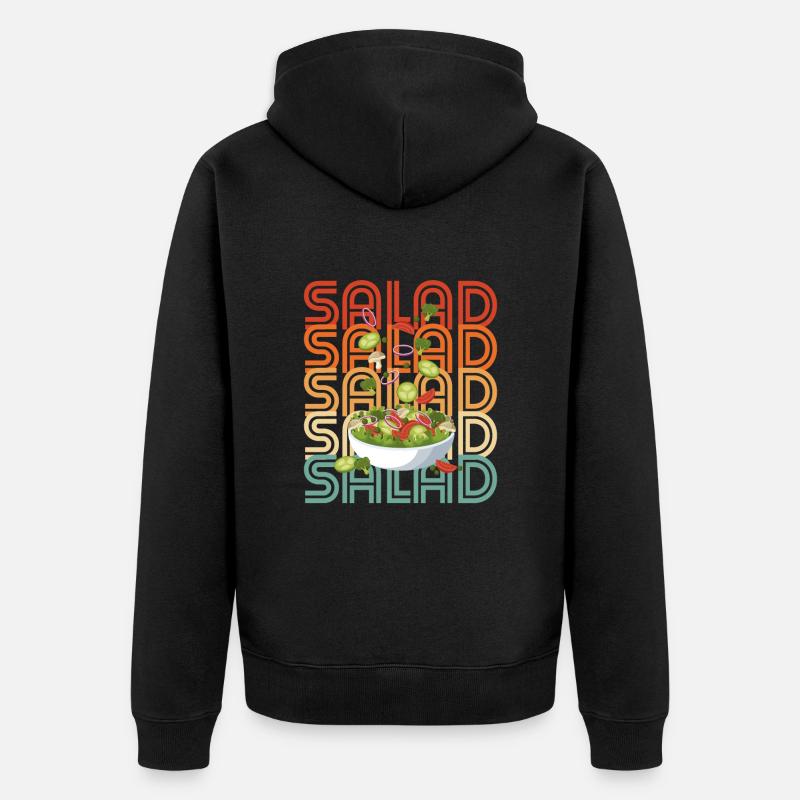 Retro-Salat - Unisex Premium Bio Zip Hoodie - Schwarz