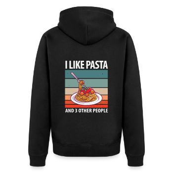 I like pasta and 3 other people - Unisex Premium Organic Zip Hoodie - black - Back - Nico (187cm)