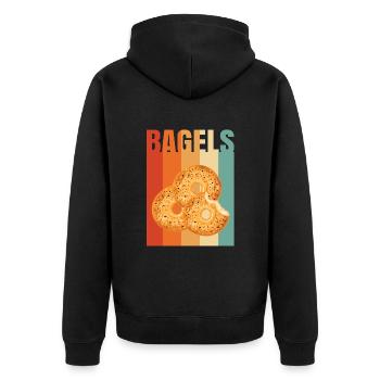 Bagel Bagels Geschenk - Unisex Premium Bio Zip Hoodie - Schwarz - Hinten - Nico (187cm)