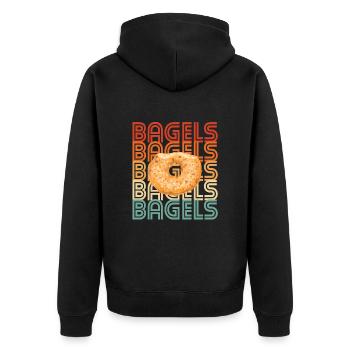 Bagel Bagels Geschenk - Unisex Premium Bio Zip Hoodie - Schwarz - Hinten - Nico (187cm)