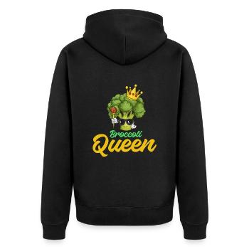 Broccoli Queen - Unisex Premium Organic Zip Hoodie - black - Back - Nico (187cm)
