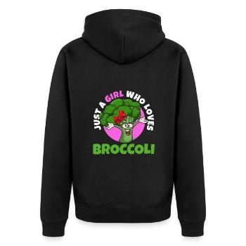 Just a girl who loves broccoli - Unisex Premium Organic Zip Hoodie - black - Back - Nico (187cm)