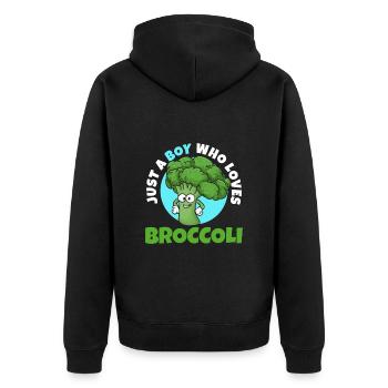 Juste un garçon qui aime le brocoli - Veste à capuche bio Premium Unisexe - noir - Dos - Nico (187cm)