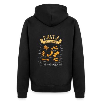 Pasta Nudeln Italien Geschenk - Unisex Premium Bio Zip Hoodie - Schwarz - Hinten - Nico (187cm)