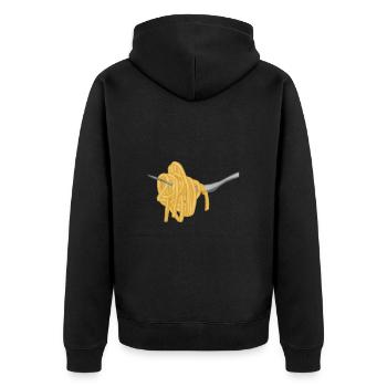 Fourchette à spaghetti pour pâtes - Veste à capuche bio Premium Unisexe - noir - Dos - Nico (187cm)