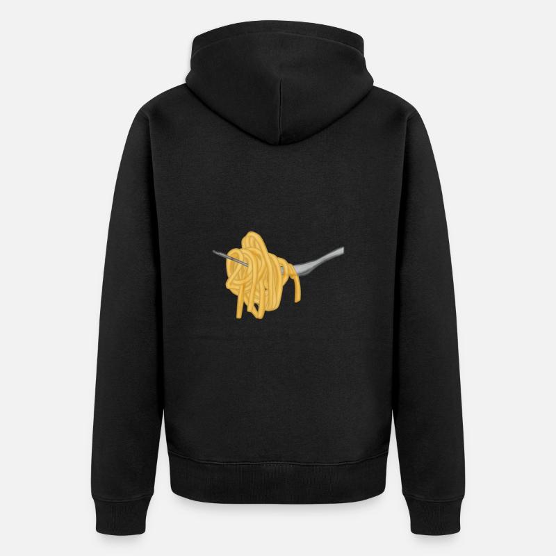 Nudeln Spaghetti Gabel - Unisex Premium Bio Zip Hoodie - Schwarz